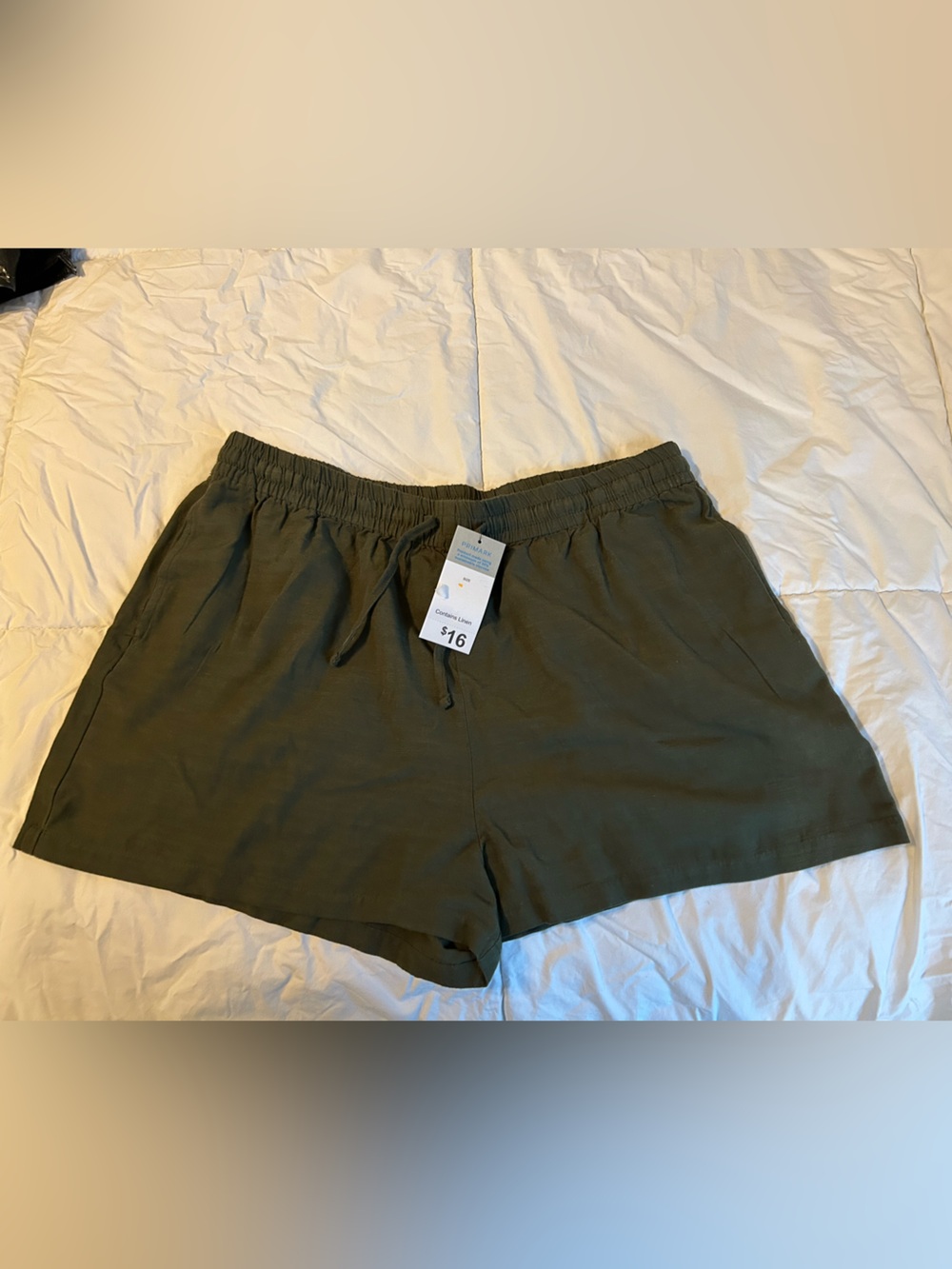 Primark Olive Green Drawstring Womens Shorts